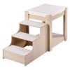Pet Bunk Bed with Stairs, Dog/Cat Window Perch, Multi-Level Bed Window Perch Dog Bedside Sleeper, Lounge Elevated Seat Platform with Foam Cushion