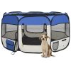 Dog Playpen Blue Polyester Medium Collapsible Dog Playpen