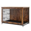 Dog Crate Furniture, 38 inch Wooden Dog Crate with Double Doors, Heavy-Duty Dog Cage End Table with Multi-Purpose Removable Tray