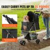 Pet Stroller, 3 Wheels Dog Stroller Rotate with Brakes, 35lbs Weight Capacity, Puppy Stroller with Front Pedal, Velcro, Storage Basket and Cup Holder