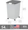 Dog Food Storage Container with Wheels, Airtight Lid, 2-Cup Scoop, Up to 54 Pounds Pet Food Storage, Built in Scoop Storage in Lid