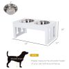 23" Dog Bone Wooden Elevated Dog Bowl Feeding Station, White