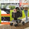 Pet Stroller, 4 Wheels Dog Stroller Rotate with Brakes, 35lbs Weight Capacity, Puppy Stroller with Detachable Carrier, Storage Basket and Cup Holder