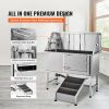 50" Pet Dog Bathing Station w/Ramp, Professional Stainless Steel Dog Grooming Tub w/ Soap Box, Faucet,Rich Accessory, Dog Bathtub for Large,Medium