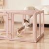 Dog Whelping Box, 60x39x23 in Plastic Dog Whelping Pen for Medium Sized Dogs, Waterproof Transparent Puppy Playpen with Windows & Door Lock