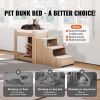 Pet Bunk Bed with Stairs, Dog/Cat Window Perch, Multi-Level Bed Window Perch Dog Bedside Sleeper, Lounge Elevated Seat Platform with Foam Cushion