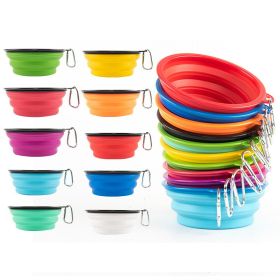 350ml/1000ml Large Collapsible Dog Pet Folding Silicone Bowl Outdoor Travel Portable Puppy Food Container Feeder Dish Bowl (Color: pink, size: 350ml)
