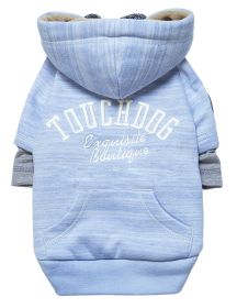 Touchdog Hampton Beach Designer Ultra Soft Sand-Blasted Cotton Pet Dog Hoodie Sweater (Color: Blue, size: X-Small)