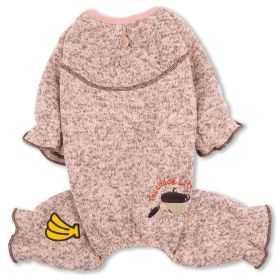 Touchdog Bark-Zz Designer Soft Cotton Full Body Thermal Pet Dog Jumpsuit Pajamas (Color: pink, size: large)