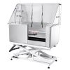 50" Pet Dog Bathing Station Electric Height Adjustment, Professional Stainless Steel Dog Grooming Tub w/ Soap Box, Faucet,Rich Accessory