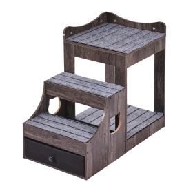 Pet Bunk Bed with Removable Stairs, Dog/Cat Window Perch with Storage, Multi-Level Bed Window Perch Dog Bedside Sleeper Couch, Small Pet Seat Platform (Product Size: Small Size, Color: Gray)