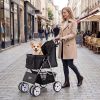 4 Wheel Pet Stroller for Small Dogs Cats up to 33 LBS