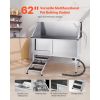 Stainless Steel Dog Washing Station, 62 inch Pet Grooming Tub w/ Stairs, PE Water Filter Board
