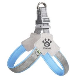 Pet Dog Harness, Pet Harness With LeashSet, Adjustable Puppy Harness ComfortableReflective Easy Control Dog With Leather Leash,.No-Pull No Ch (Option: Blue-S)