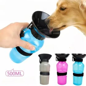 1pc Dog Water Bottle; Plastic Dog Water Bottle Mug 500ml For Outdoor Travel (Color: Grey)