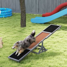 Wooden Dog Agility Seesaw for Training and Exercise, Weather Resistant, 83" L x 16" W x 14" H, Gray (Color: Gray)